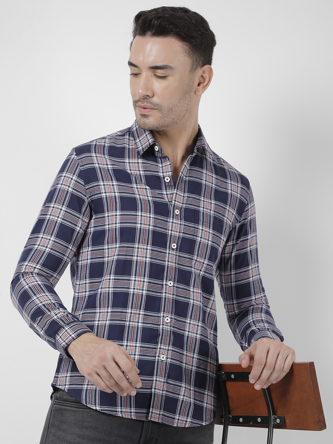 Numero Uno Men Checkered Navy Shirt